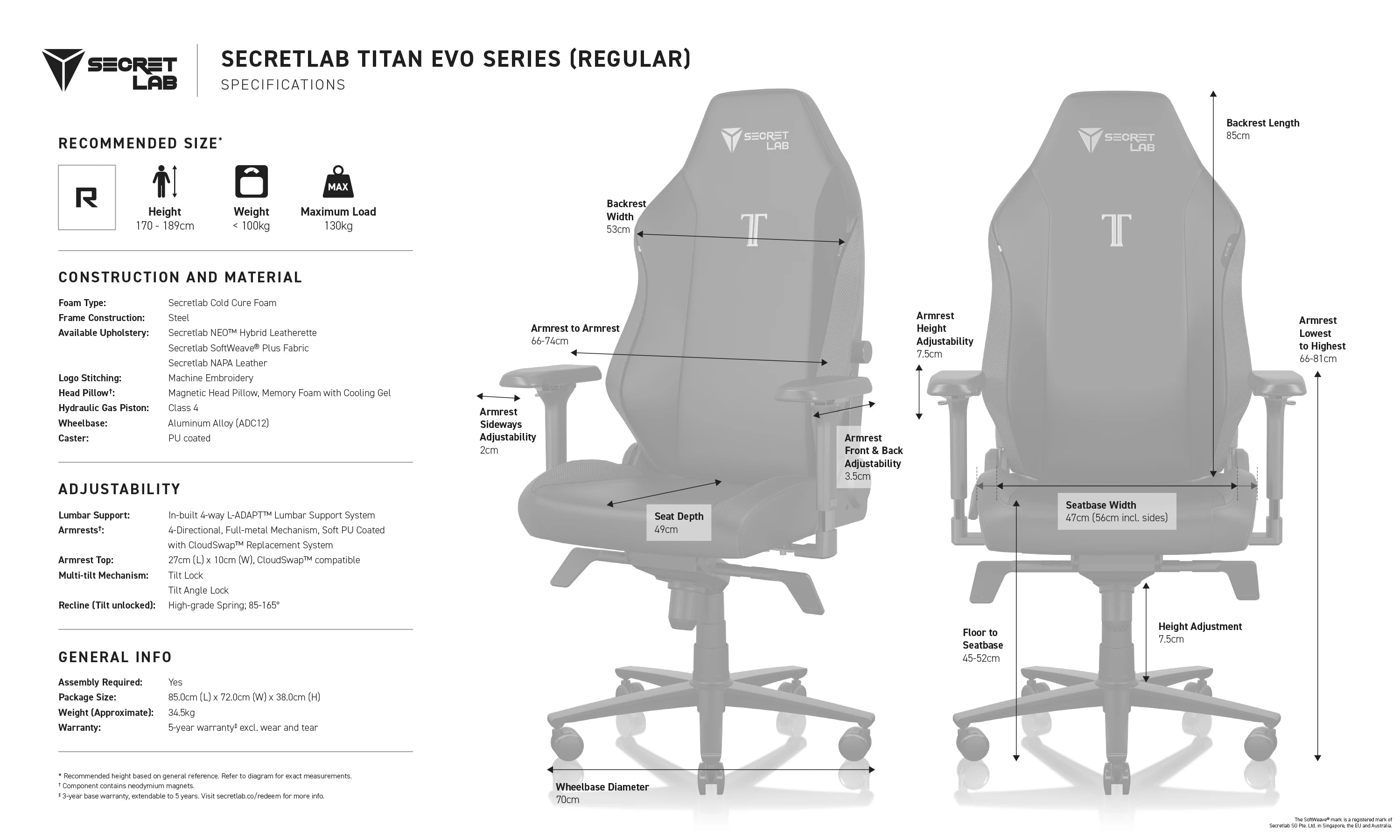 Scaun Secretlab TITAN Evo Gaming Chair Cookies & Cream Marimea Regular