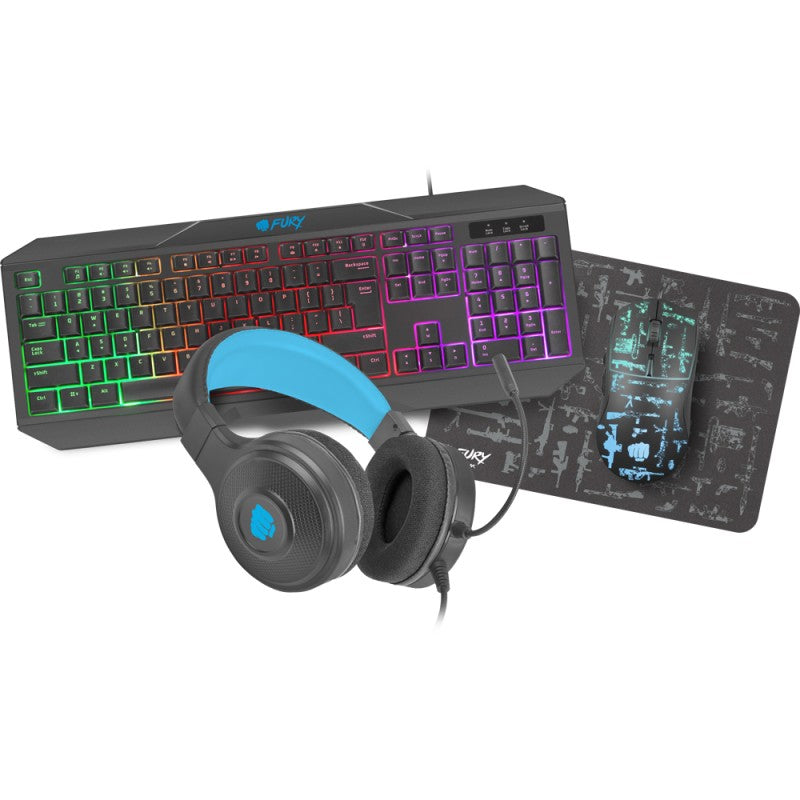 Gaming Combo Set 4 in 1 Fury Thunderstreak 3.0 (tastatura, casti, mouse, mousepad)